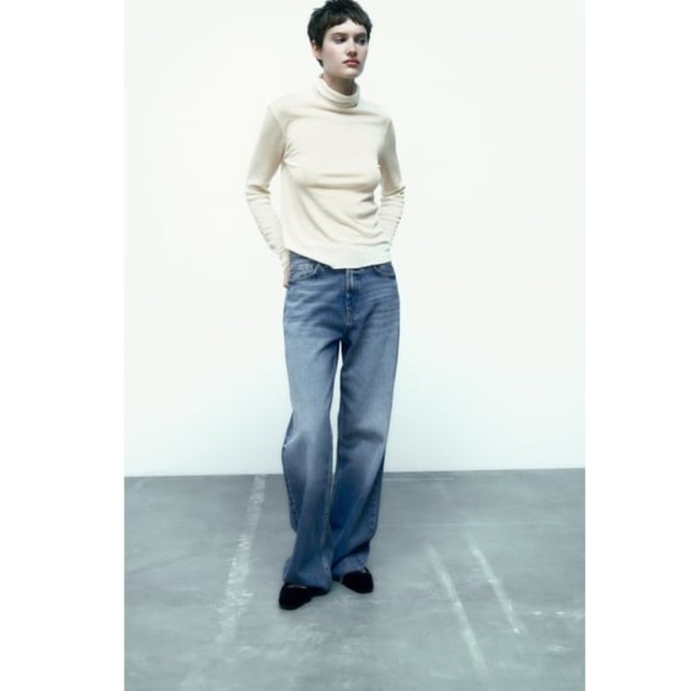 Zara white wool blend top